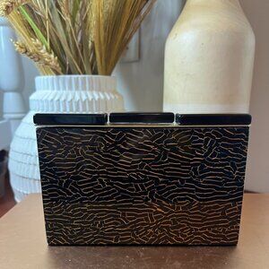 BNWT Zara Vintage 70's Acrylic Gold/Black Puzzle Clutch
